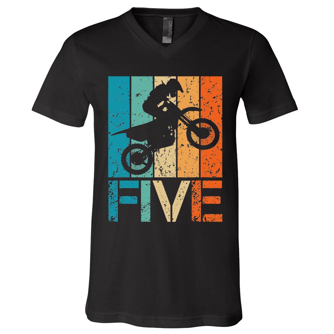 Dirt Bike 5th Motocross Birthday 5 Year Old 5yr V-Neck T-Shirt