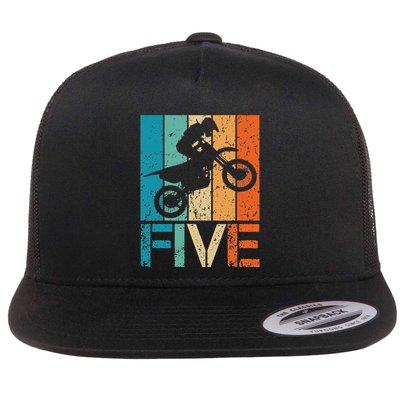 Dirt Bike 5th Motocross Birthday 5 Year Old 5yr Flatbill Hat