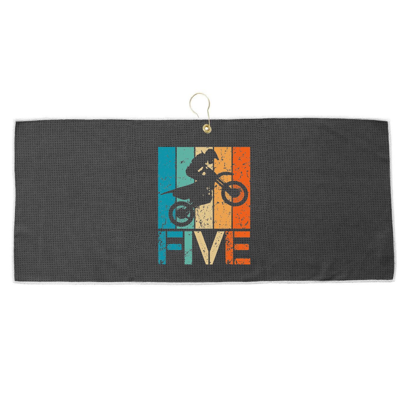 Dirt Bike 5th Motocross Birthday 5 Year Old 5yr Large Microfiber Waffle Golf Towel
