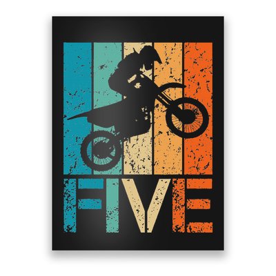 Dirt Bike 5th Motocross Birthday 5 Year Old 5yr Poster