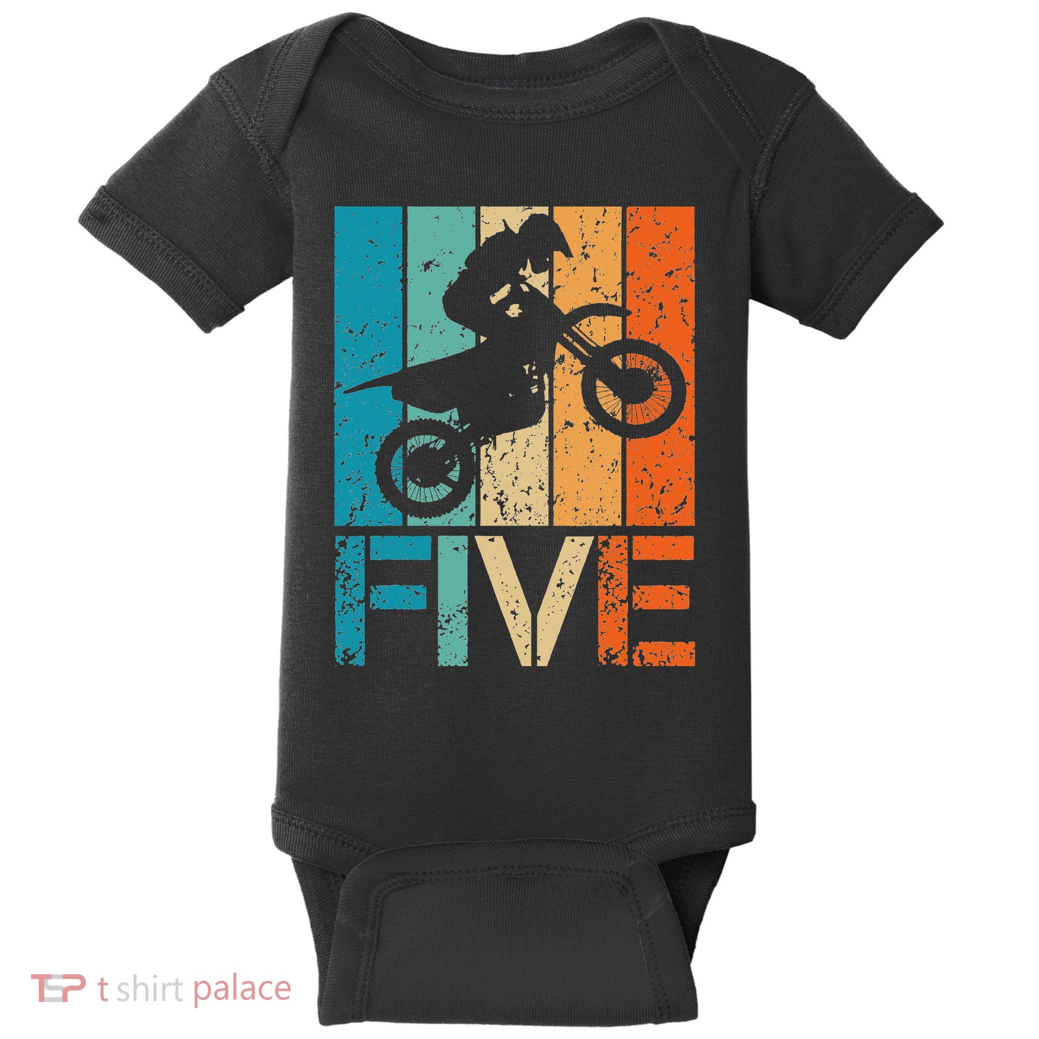 Dirt Bike 5th Motocross Birthday 5 Year Old 5yr Baby Bodysuit