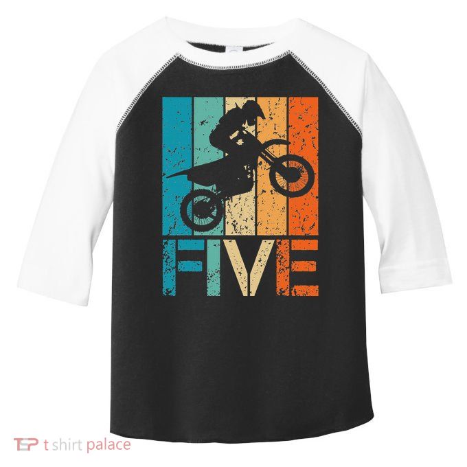 Dirt Bike 5th Motocross Birthday 5 Year Old 5yr Toddler Fine Jersey T-Shirt