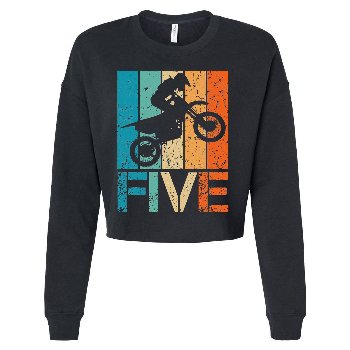 Dirt Bike 5th Motocross Birthday 5 Year Old 5yr Cropped Pullover Crew