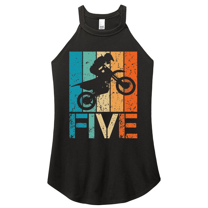 Dirt Bike 5th Motocross Birthday 5 Year Old 5yr Women's Perfect Tri Rocker Tank