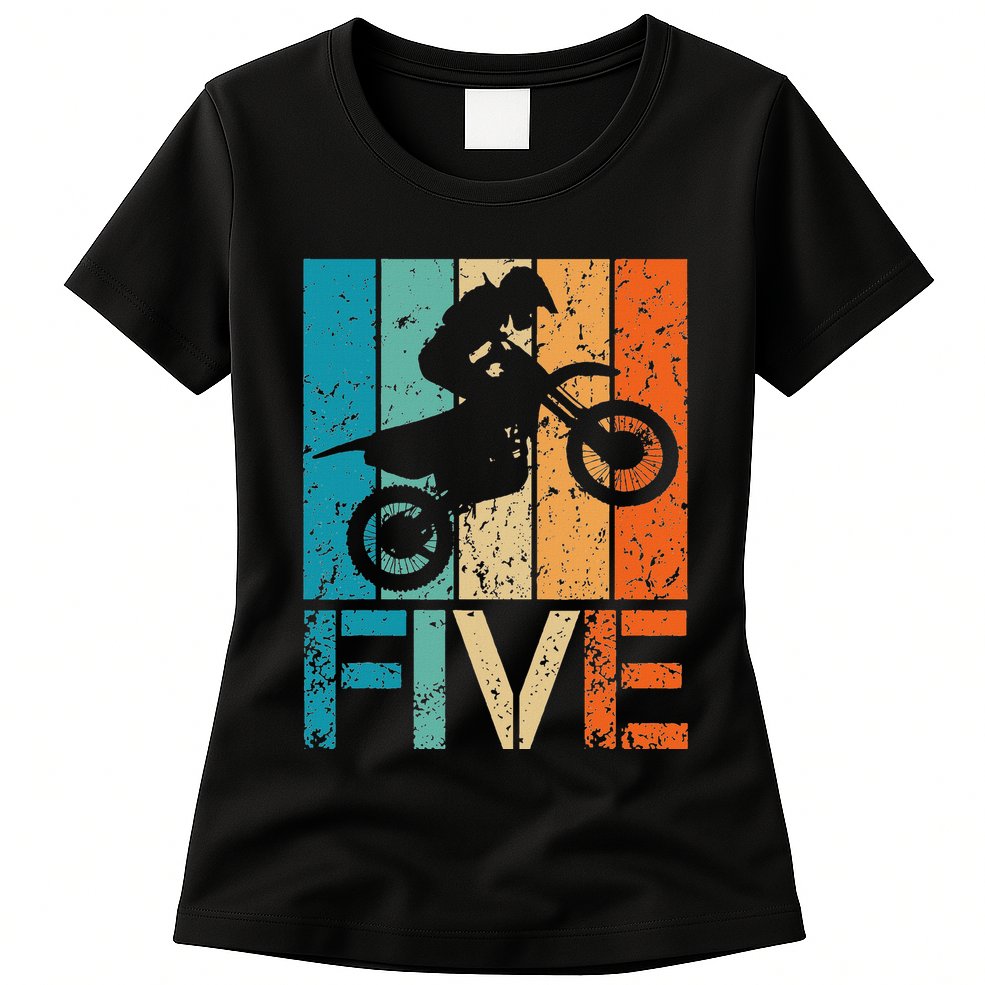 Dirt Bike 5th Motocross Birthday 5 Year Old 5yr Womens T-Shirt
