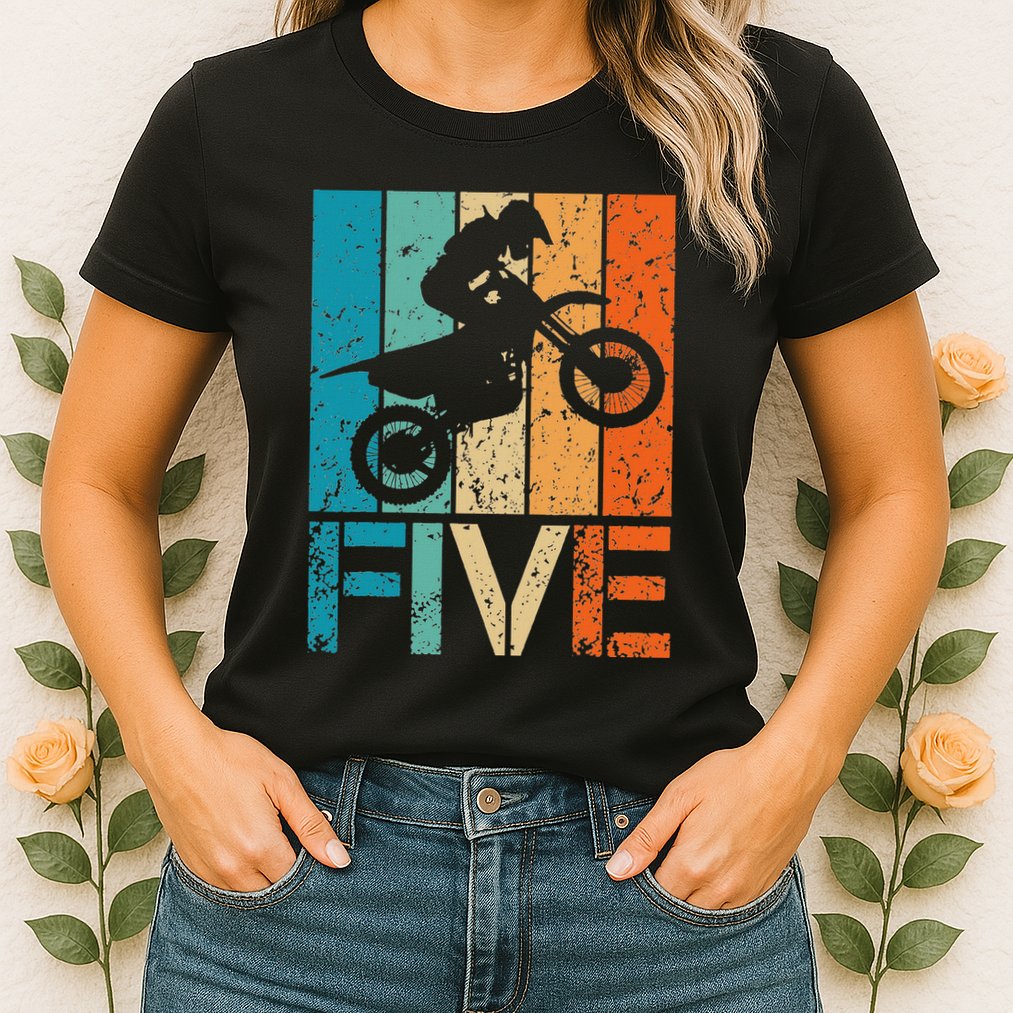 Dirt Bike 5th Motocross Birthday 5 Year Old 5yr Womens T-Shirt