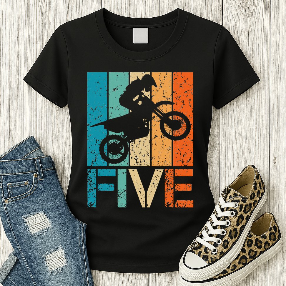 Dirt Bike 5th Motocross Birthday 5 Year Old 5yr Womens T-Shirt