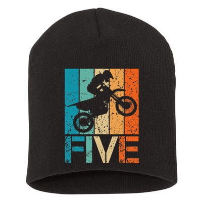 Dirt Bike 5th Motocross Birthday 5 Year Old 5yr Short Acrylic Beanie
