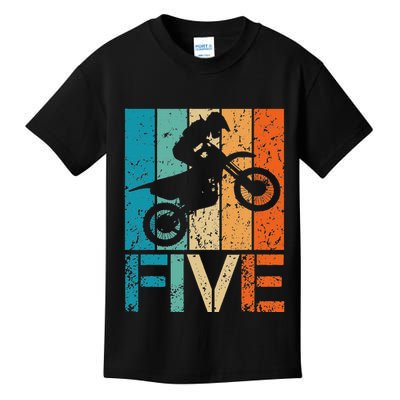 Dirt Bike 5th Motocross Birthday 5 Year Old 5yr Kids T-Shirt