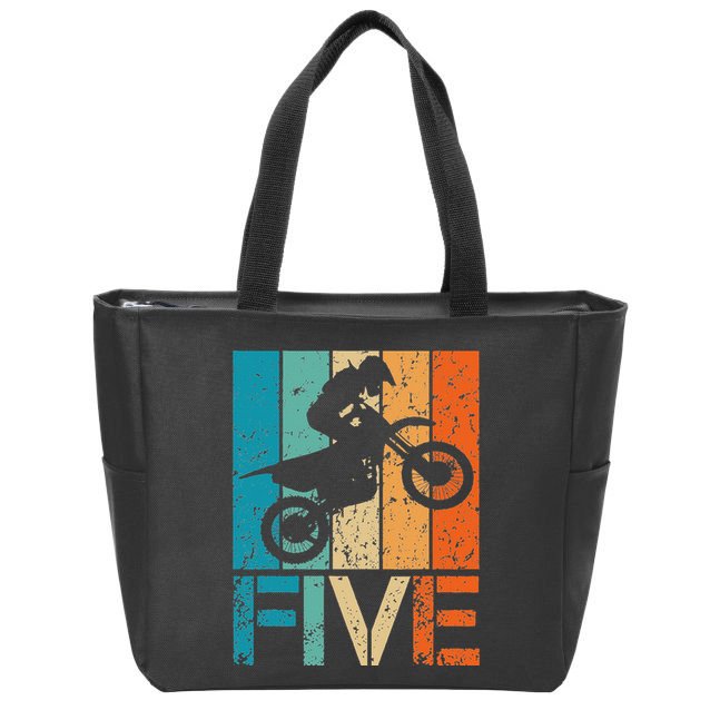 Dirt Bike 5th Motocross Birthday 5 Year Old 5yr Zip Tote Bag