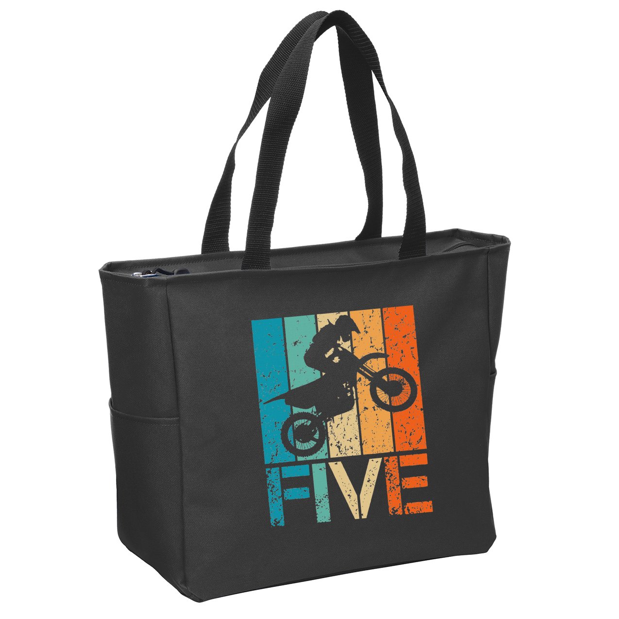 Dirt Bike 5th Motocross Birthday 5 Year Old 5yr Zip Tote Bag