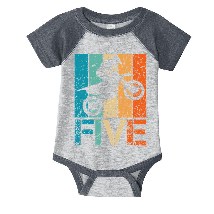 Dirt Bike 5th Motocross Birthday 5 Year Old 5yr Infant Baby Jersey Bodysuit