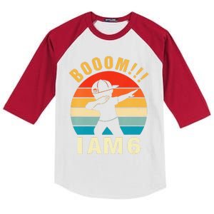 Dabbing Birthday 6 Years Old Birthday Outfit Kids Colorblock Raglan Jersey