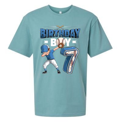 Dabbing Boy 7 Year Old Baseball Player 7th Birthday Party Sueded Cloud Jersey T-Shirt