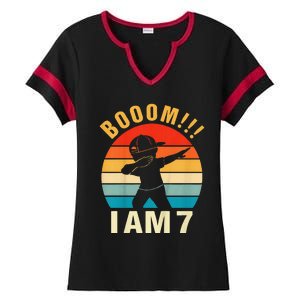 Dabbing Birthday 7 Years Old Birthday Outfit Ladies Halftime Notch Neck Tee