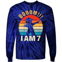 Dabbing Birthday 7 Years Old Birthday Outfit Tie-Dye Long Sleeve Shirt