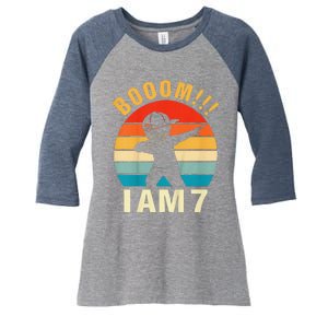 Dabbing Birthday 7 Years Old Birthday Outfit Women's Tri-Blend 3/4-Sleeve Raglan Shirt