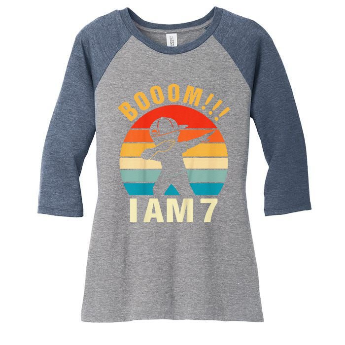 Dabbing Birthday 7 Years Old Birthday Outfit Women's Tri-Blend 3/4-Sleeve Raglan Shirt