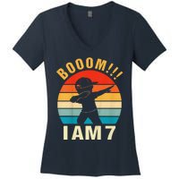 Dabbing Birthday 7 Years Old Birthday Outfit Women's V-Neck T-Shirt