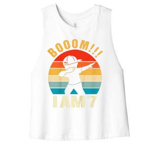 Dabbing Birthday 7 Years Old Birthday Outfit Women's Racerback Cropped Tank