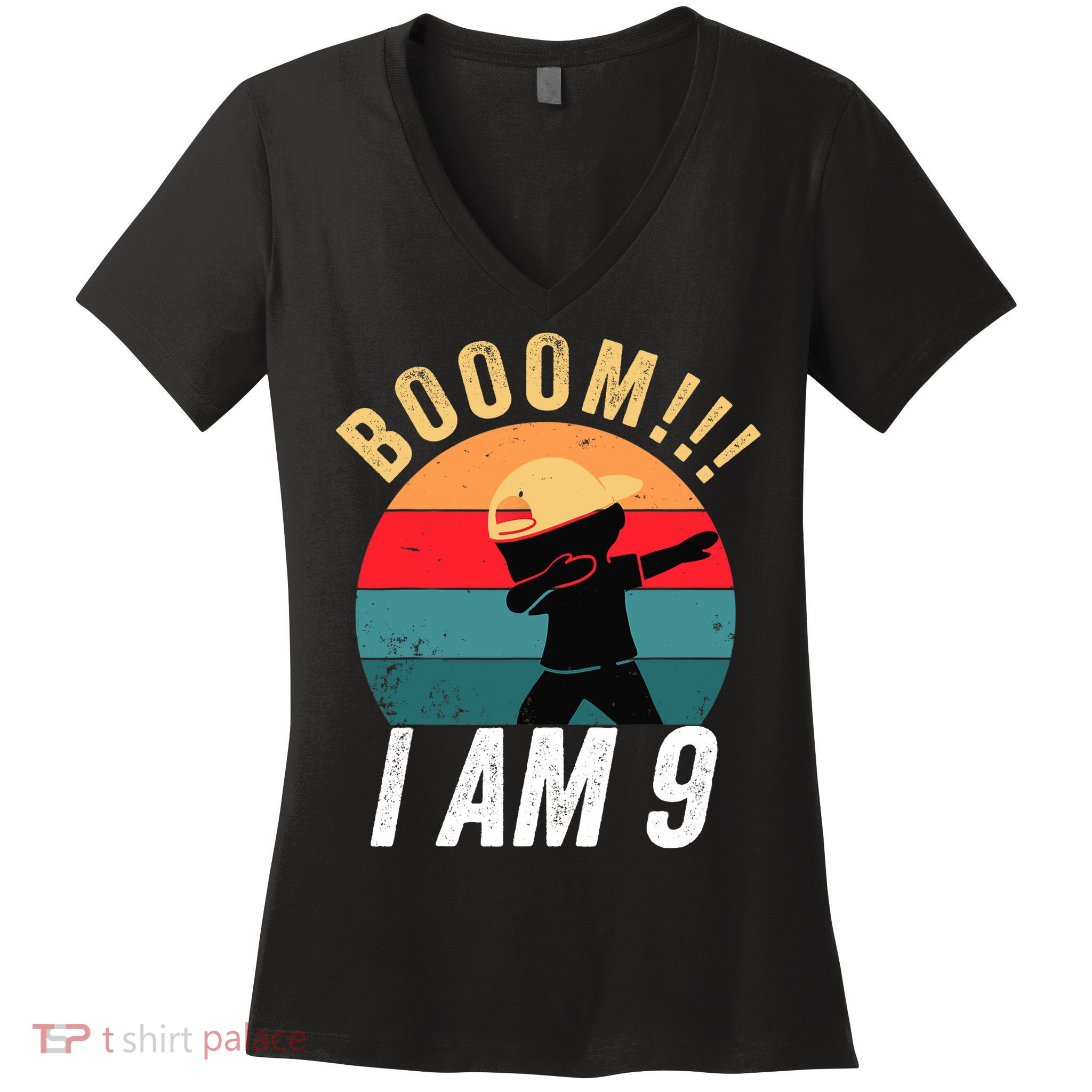 Dabbing Birthday 9 Years Old Birthday Outfit Boy Gift Women's V-Neck T-Shirt