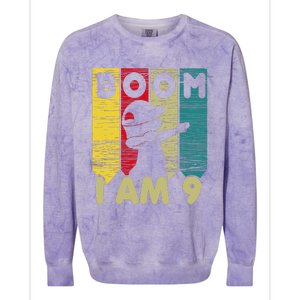 Dabbing Birthday 9 Years Old Birthday Outfit Cute Colorblast Crewneck Sweatshirt