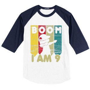 Dabbing Birthday 9 Years Old Birthday Outfit Cute Baseball Sleeve Shirt