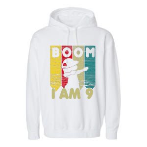 Dabbing Birthday 9 Years Old Birthday Outfit Cute Garment-Dyed Fleece Hoodie