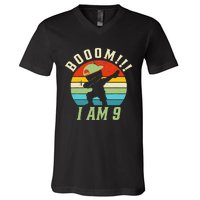 Dabbing Birthday 9 Years Old Birthday Outfit V-Neck T-Shirt