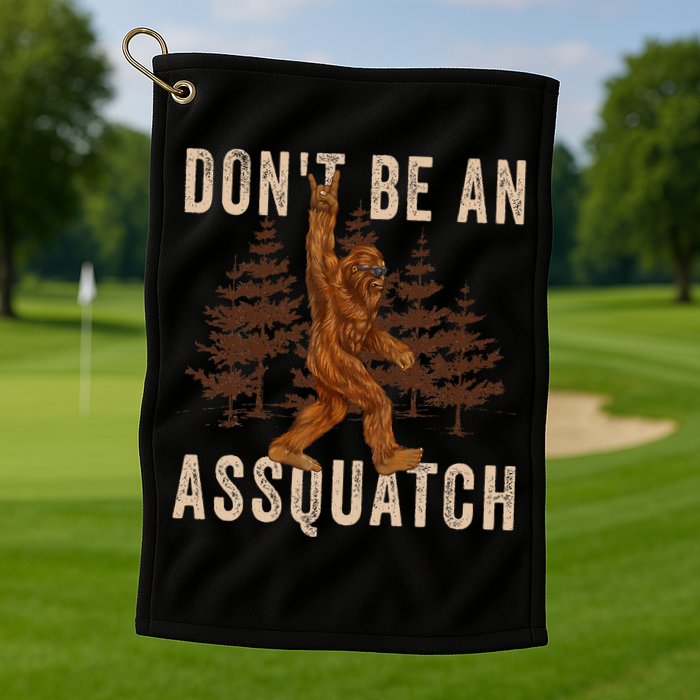DonT Be An Assquatch Outdoor Sasquatch Funny Bigfoot Golf Towel