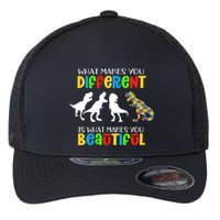 Different Beautiful Autism Awareness Puzzle Piece T Rex Flexfit Unipanel Trucker Cap