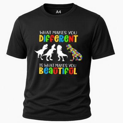 Different Beautiful Autism Awareness Puzzle Piece T Rex Performance Shirt