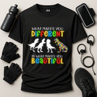 Different Beautiful Autism Awareness Puzzle Piece T Rex Performance Shirt