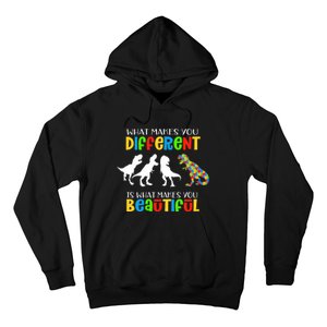 Different Beautiful Autism Awareness Puzzle Piece T Rex Hoodie