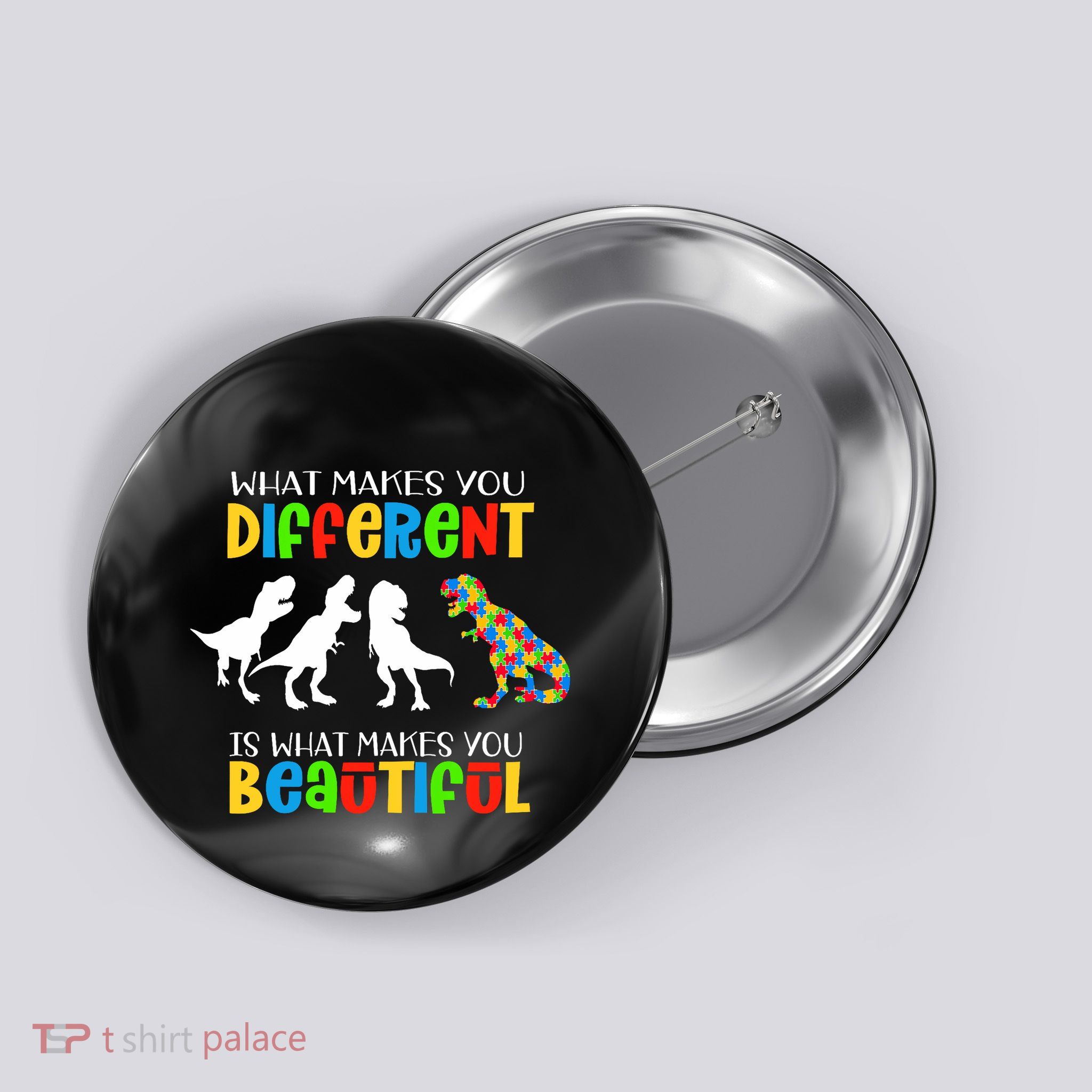 Different Beautiful Autism Awareness Puzzle Piece T Rex Button