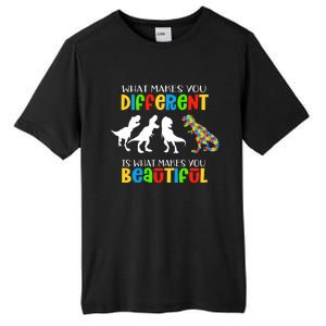 Different Beautiful Autism Awareness Puzzle Piece T Rex Tall Fusion ChromaSoft Performance T-Shirt