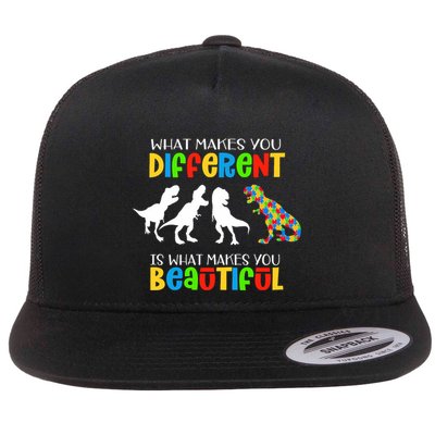 Different Beautiful Autism Awareness Puzzle Piece T Rex Flatbill Hat
