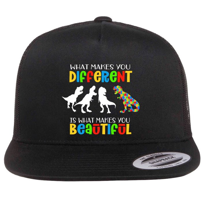 Different Beautiful Autism Awareness Puzzle Piece T Rex Flatbill Hat
