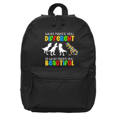 Different Beautiful Autism Awareness Puzzle Piece T Rex 16 in Basic Backpack