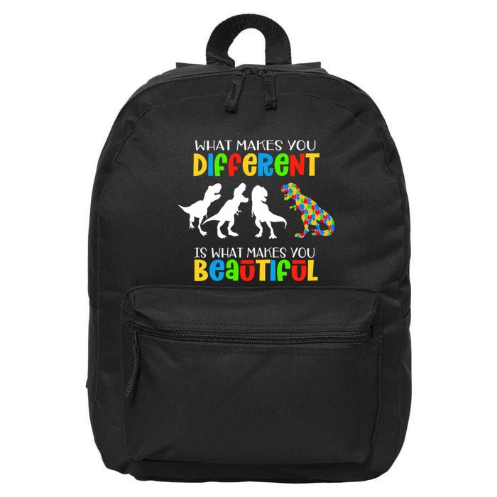 Different Beautiful Autism Awareness Puzzle Piece T Rex 16 in Basic Backpack
