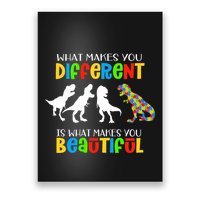 Different Beautiful Autism Awareness Puzzle Piece T Rex Poster