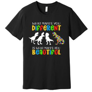 Different Beautiful Autism Awareness Puzzle Piece T Rex Premium T-Shirt