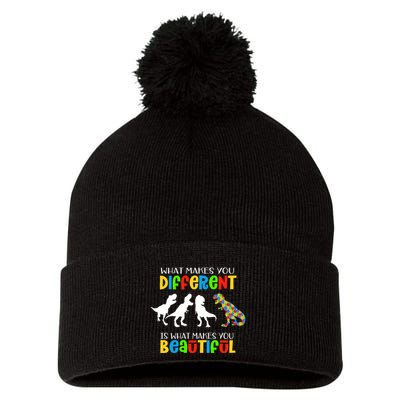 Different Beautiful Autism Awareness Puzzle Piece T Rex Pom Pom 12in Knit Beanie