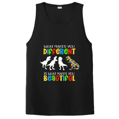 Different Beautiful Autism Awareness Puzzle Piece T Rex PosiCharge Competitor Tank