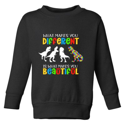 Different Beautiful Autism Awareness Puzzle Piece T Rex Toddler Sweatshirt