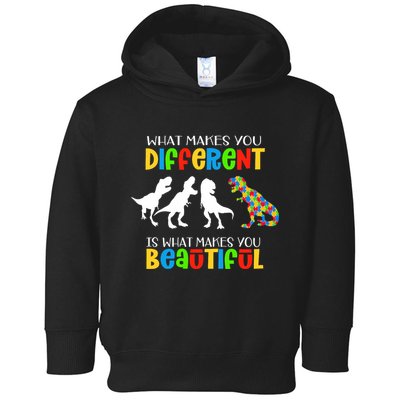 Different Beautiful Autism Awareness Puzzle Piece T Rex Toddler Hoodie