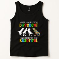 Different Beautiful Autism Awareness Puzzle Piece T Rex Tank Top