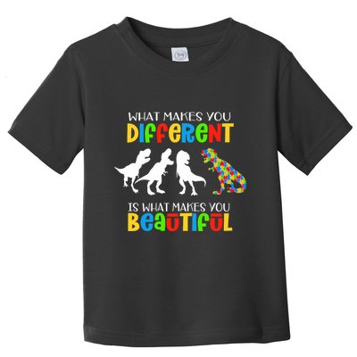 Different Beautiful Autism Awareness Puzzle Piece T Rex Toddler T-Shirt