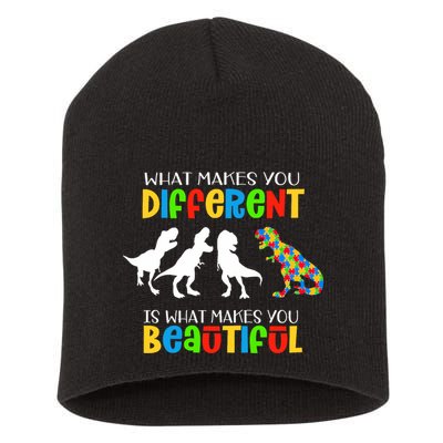 Different Beautiful Autism Awareness Puzzle Piece T Rex Short Acrylic Beanie