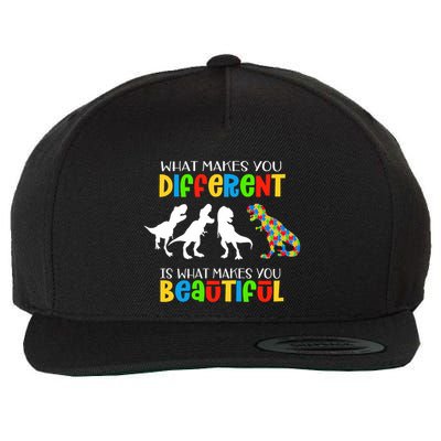 Different Beautiful Autism Awareness Puzzle Piece T Rex Wool Snapback Cap
